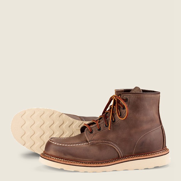 Heritage Støvler Herre - Red Wing Classic Moc – 6-Inch Rough & Tough Læder - Khaki - MJGVPN-402